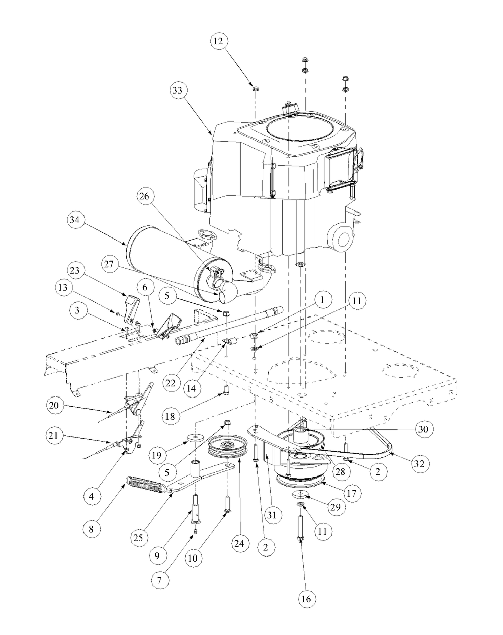 Kohler Engine Assembly Diagram and Parts List for M60-KH 53AB5BAX150-25-HP Cub Cadet Lawn Tractor